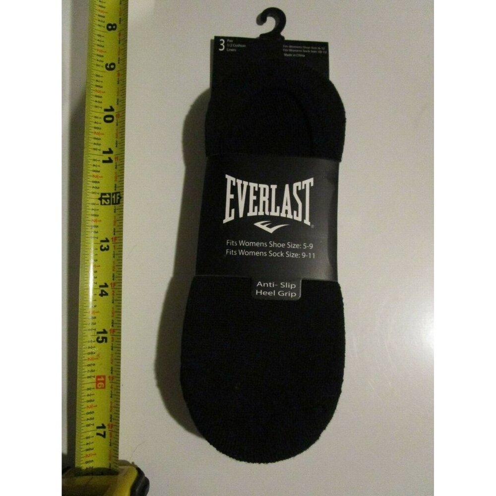 3 Pair Everlast Womens Low Cut No show Boat Socks Silicone Grip 5-9 Black